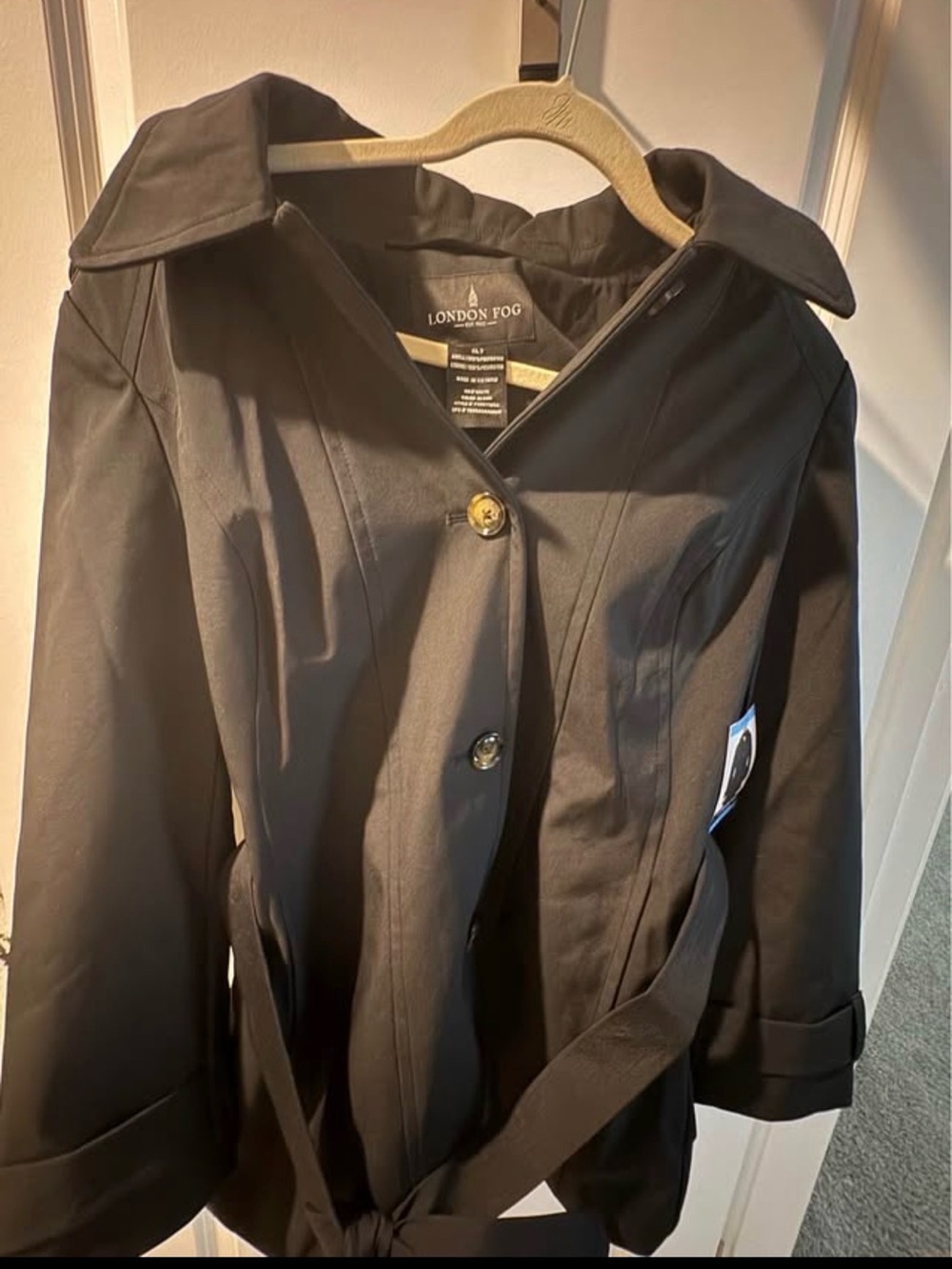 London Fog Black Women's Trench Coat with Belt